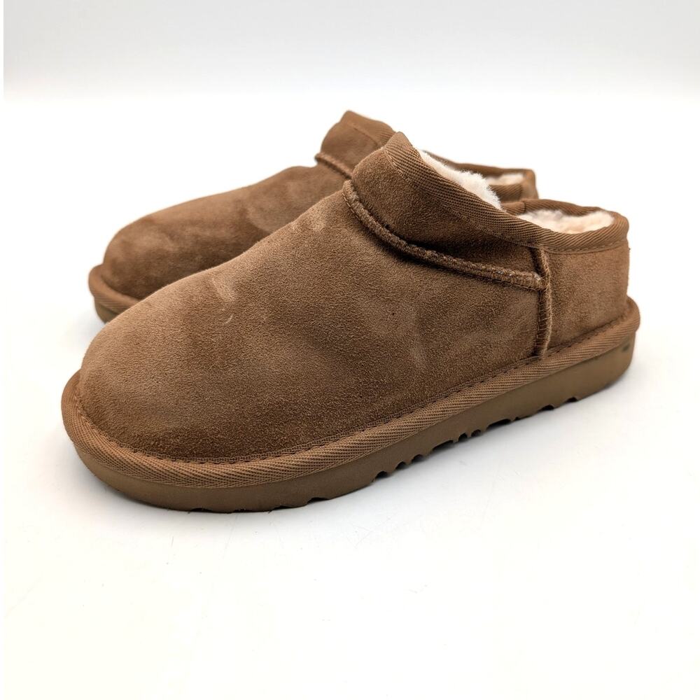 UGG Classic Faux Shearling Slipper Round Toe Unisex Kids Chestnut Sz US1 EU32.5